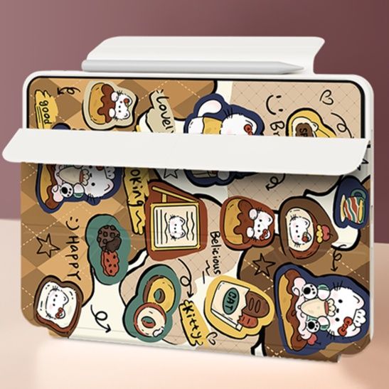 タブレットケース タブレットケース まるごとパン屋さん柄 折りたたみ式保護カバー