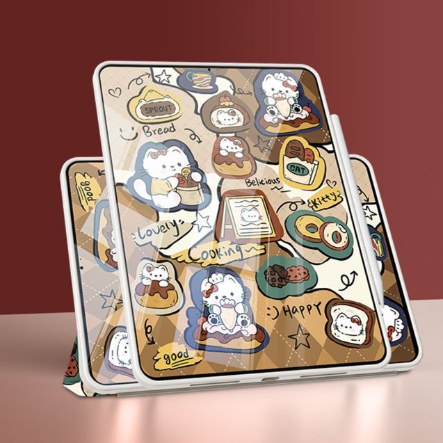タブレットケース タブレットケース まるごとパン屋さん柄 折りたたみ式保護カバー