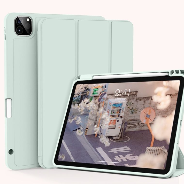 タブレットケース タブレットケース 薄型筆収納マグネット装着ケース