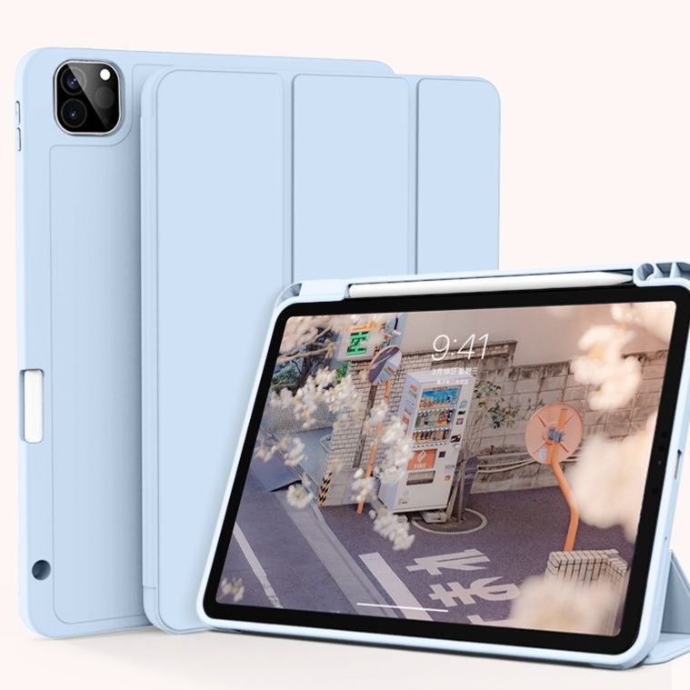 タブレットケース タブレットケース 薄型筆収納マグネット装着ケース