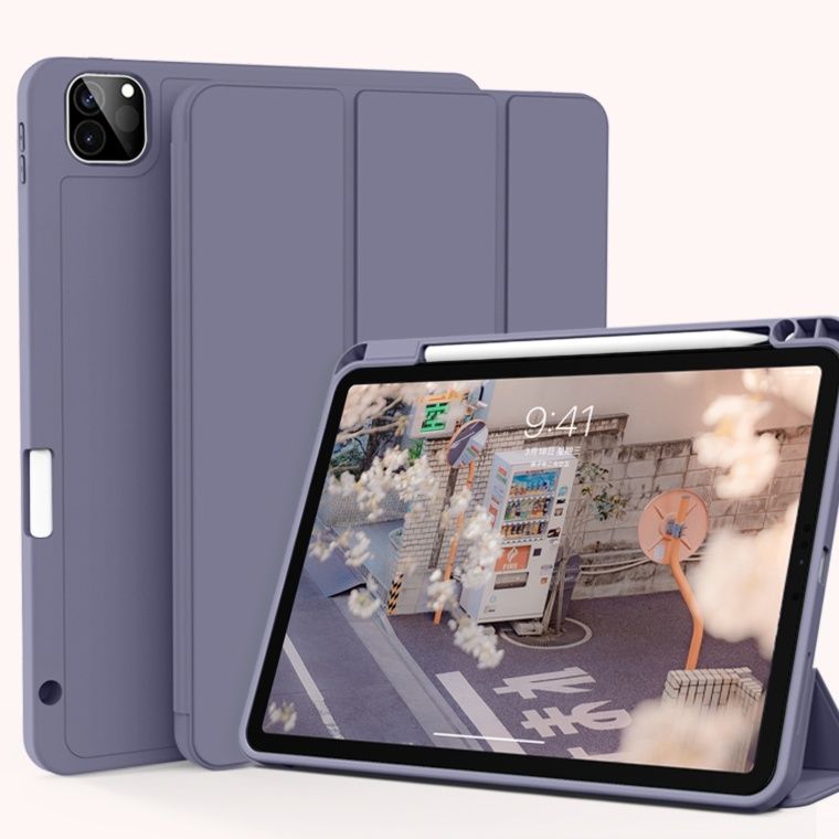 タブレットケース タブレットケース 薄型筆収納マグネット装着ケース