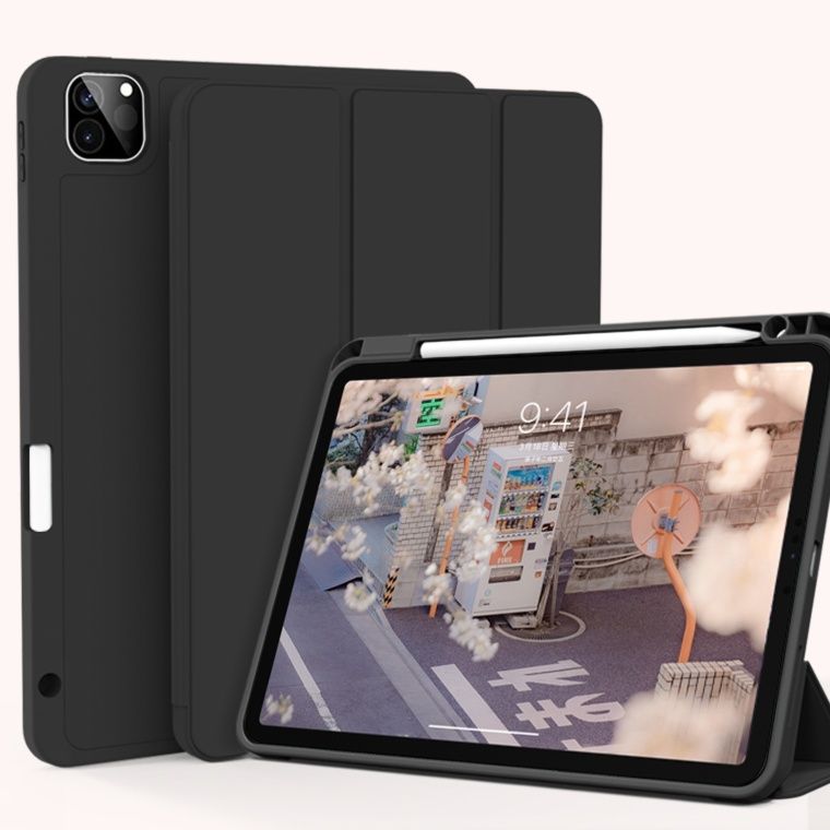 タブレットケース タブレットケース 薄型筆収納マグネット装着ケース