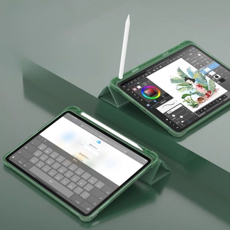 タブレットケース タブレットケース 柔軟シリコン全包み折り畳み式保護ケース