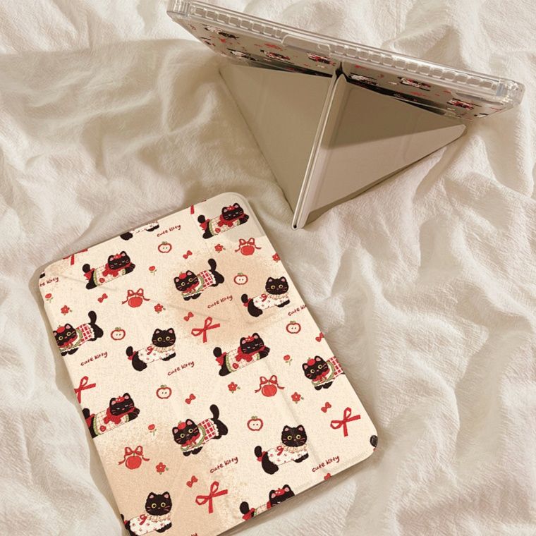 タブレットケース タブレットケース 猫柄ハートデザイン保護カバー