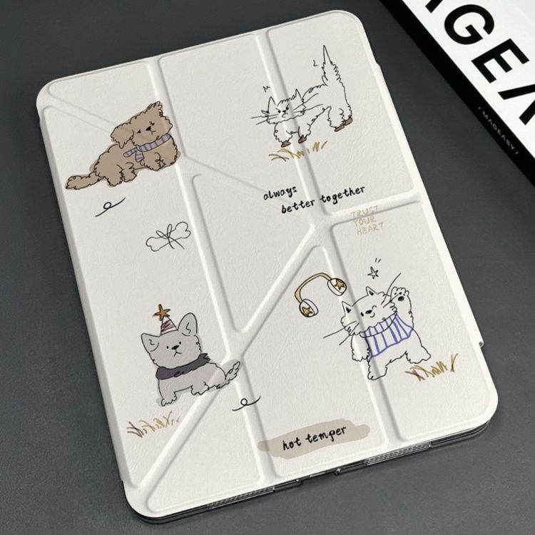 タブレットケース タブレットケース ねこ仲間イラスト折りたたみケース