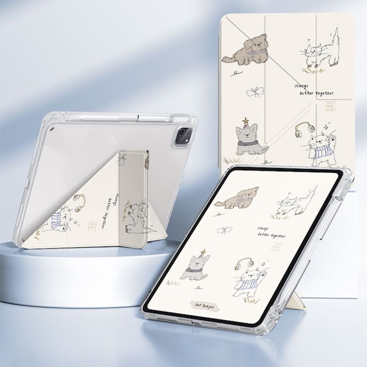 タブレットケース タブレットケース ねこ仲間イラスト折りたたみケース