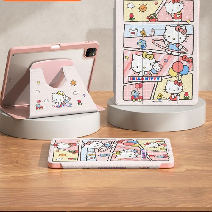 タブレットケース タブレットケース 多機能回転式漫画柄保護ケース