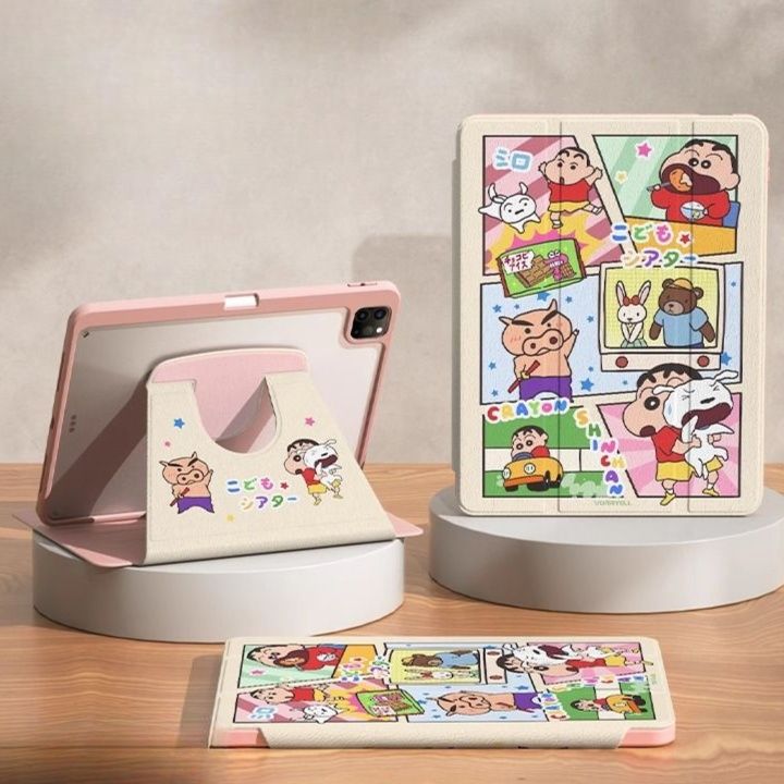 タブレットケース タブレットケース 多機能回転式漫画柄保護ケース