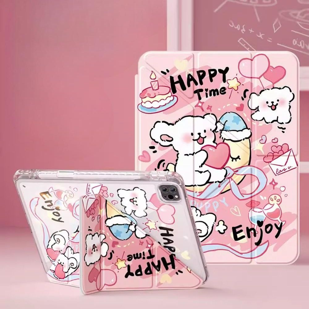 タブレットケース 安定感抜群スタンド式透明保護ケース