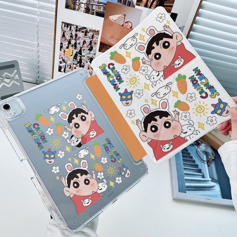 タブレットケース かわいい漫画キャラクター筆収納機能付きケース