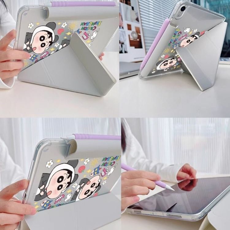 タブレットケース かわいい漫画キャラクター筆収納機能付きケース