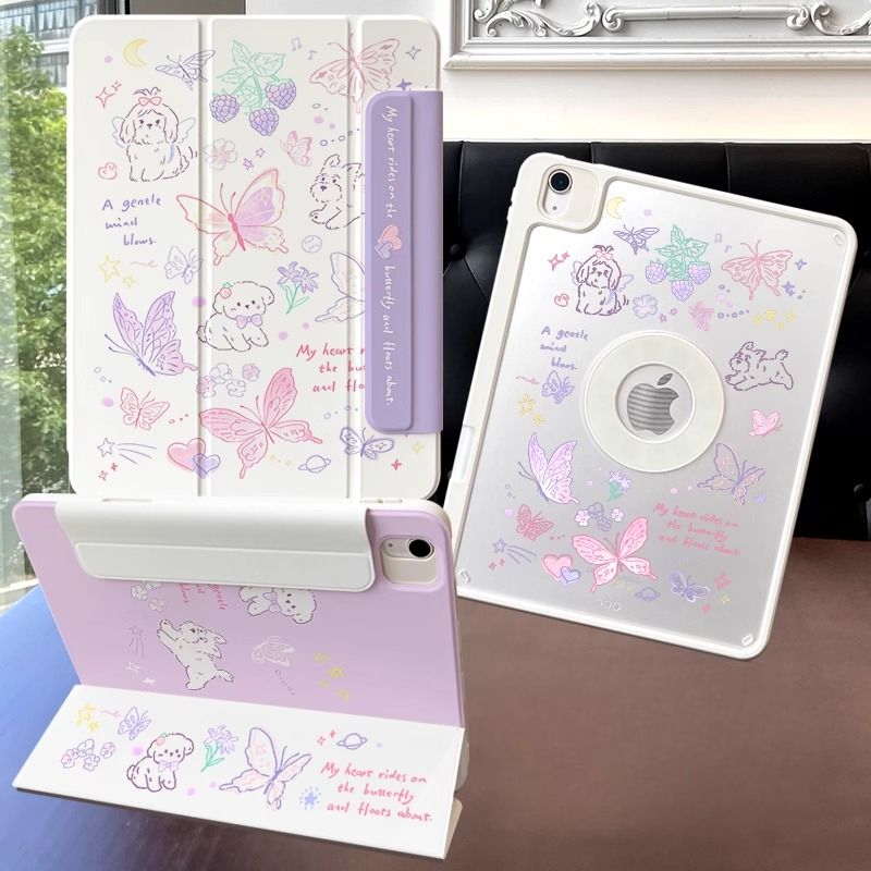 タブレットケース 可愛い動物イラスト磁気吸着ケース
