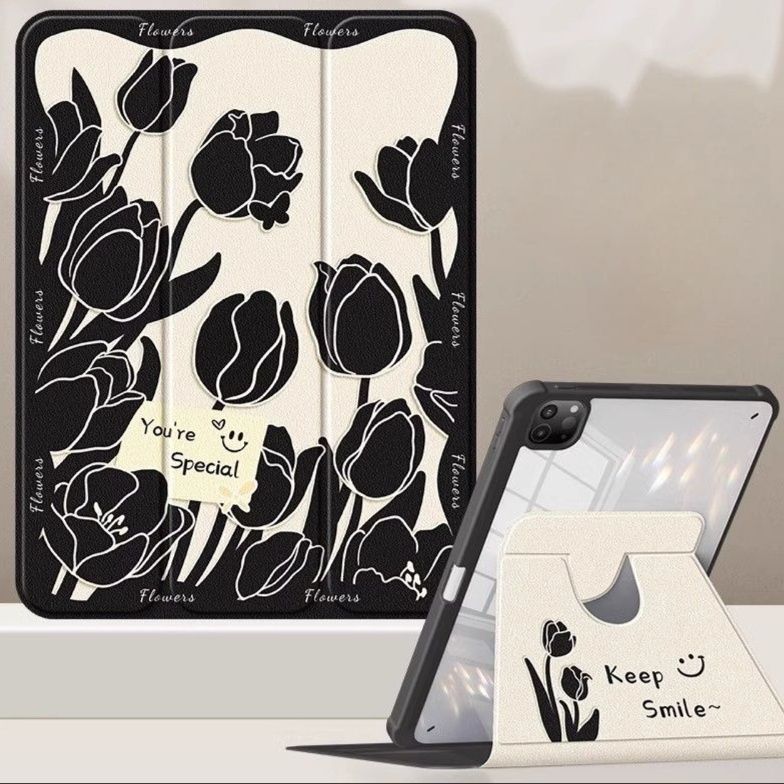 iPad/iPad Air/iPad PRo/mini ノート風　全方位回転式 防塵耐衝撃タブレット保護ケース