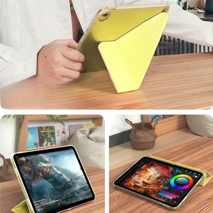 タブレットケース 幾何学模様スタンド機能付透明タブレットケース