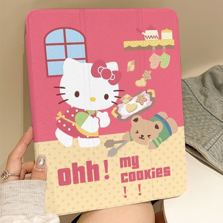 タブレットケース かわいい猫と熊のお菓子作りケース