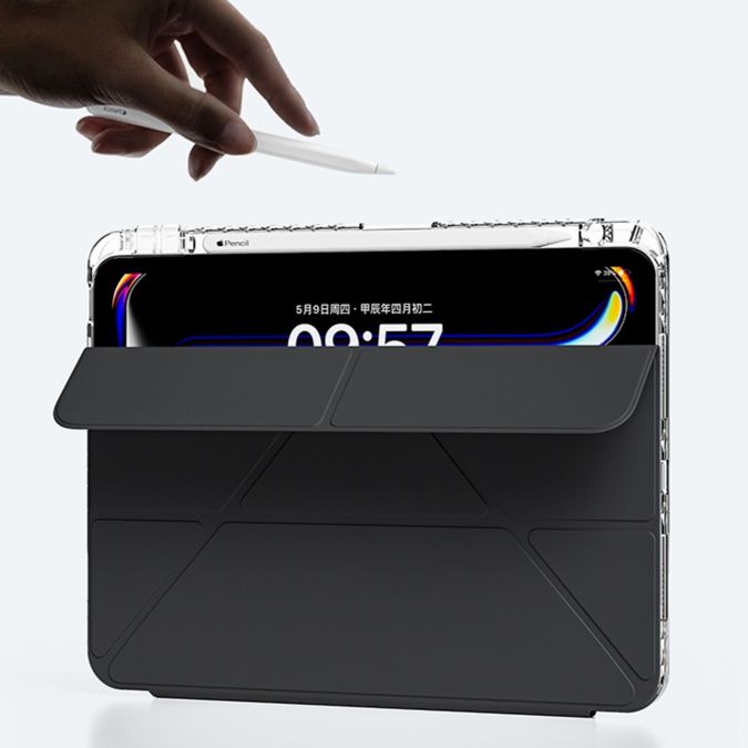 iPad/iPad Air/iPad Pro/ タブレットケース 炭素繊維スタンド式衝撃吸収保護カバー