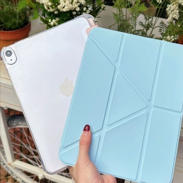 iPad/iPad Air/iPad Pro/miniタブレットケース 折り紙風スタンド付き透明保護カバー