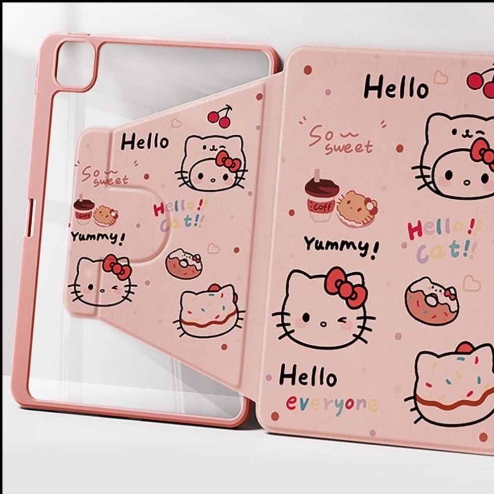iPad/iPad Air/iPad Pro/miniタブレットケース 猫型キャラクター 回転式スタンド付きタブレットケース
