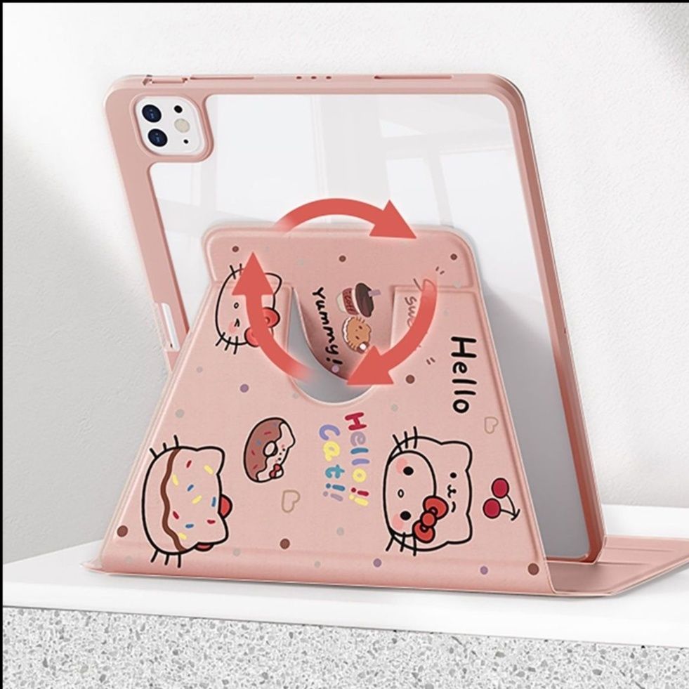 iPad/iPad Air/iPad Pro/miniタブレットケース 猫型キャラクター 回転式スタンド付きタブレットケース