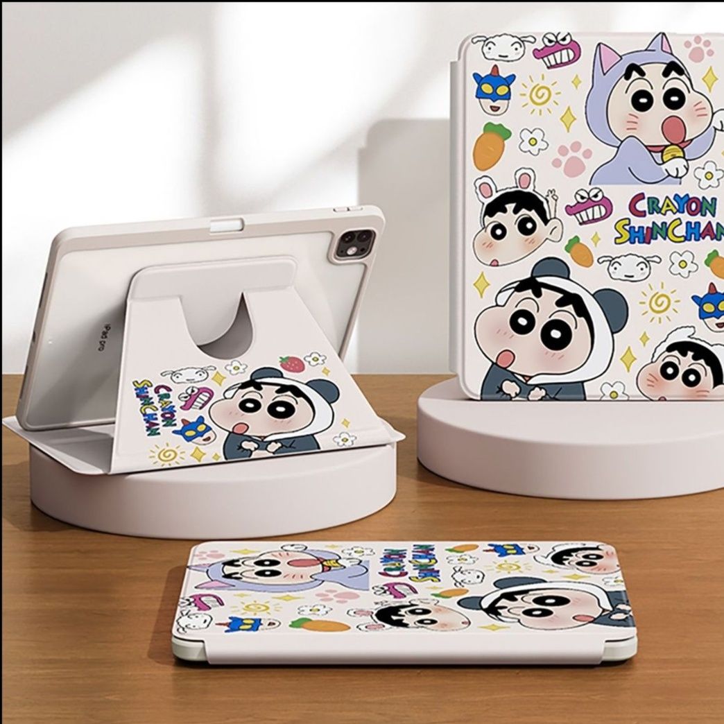 iPad/iPad Air/iPad Pro/miniタブレットケース 猫型キャラクター 回転式スタンド付きタブレットケース
