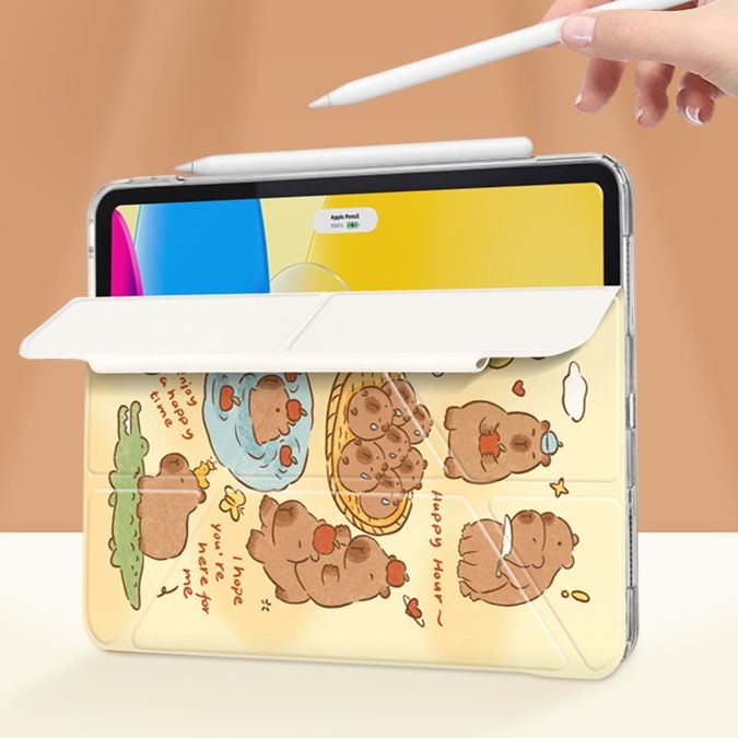 タブレットケース かわいい動物柄 磁石折りたたみ保護カバー