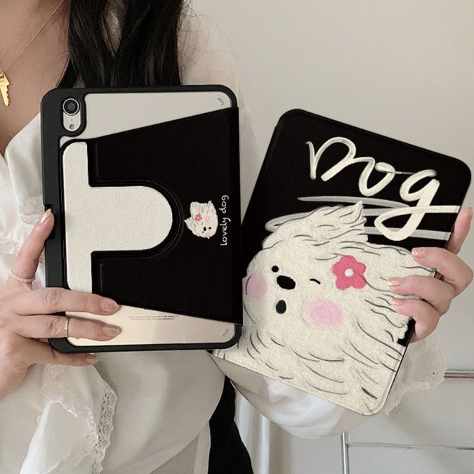 タブレットケース もふもふわんちゃん手帳型タブレット保護カバー