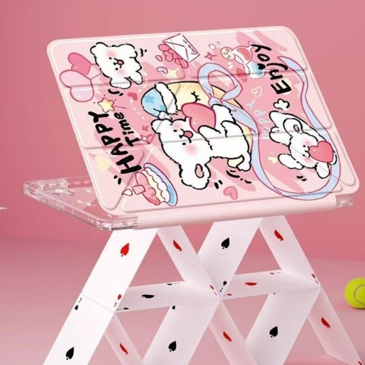 タブレットケース ふわもこうさぎ透明保護カバー