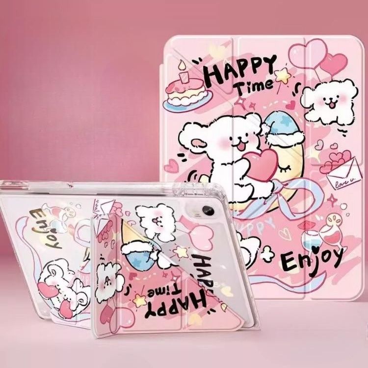 タブレットケース ふわもこうさぎ透明保護カバー