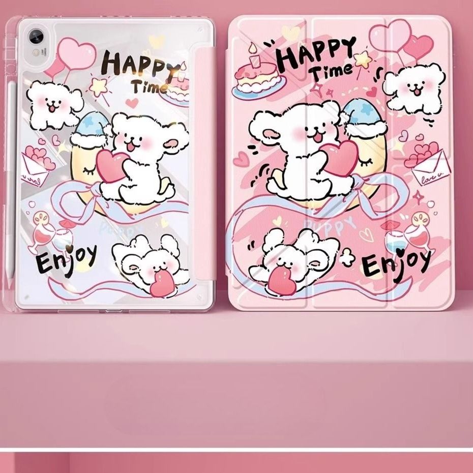 タブレットケース ふわもこうさぎ透明保護カバー