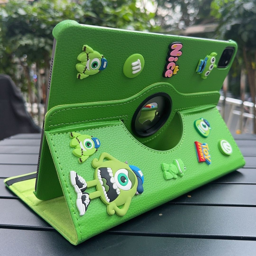 タブレットケース 立体装飾付き回転式キャラクターケース