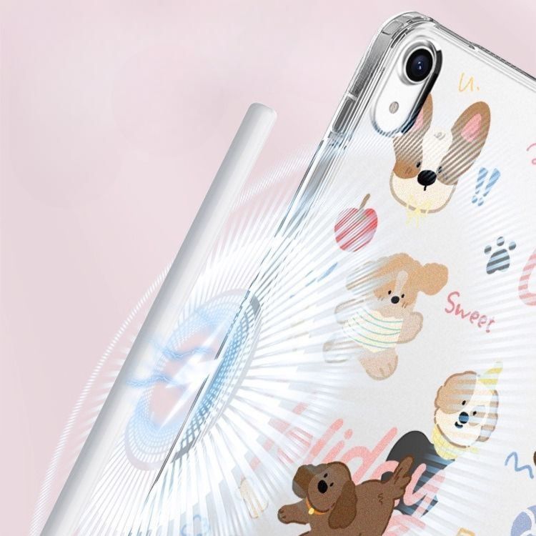 タブレットケース かわいい子犬イラスト透明保護カバー
