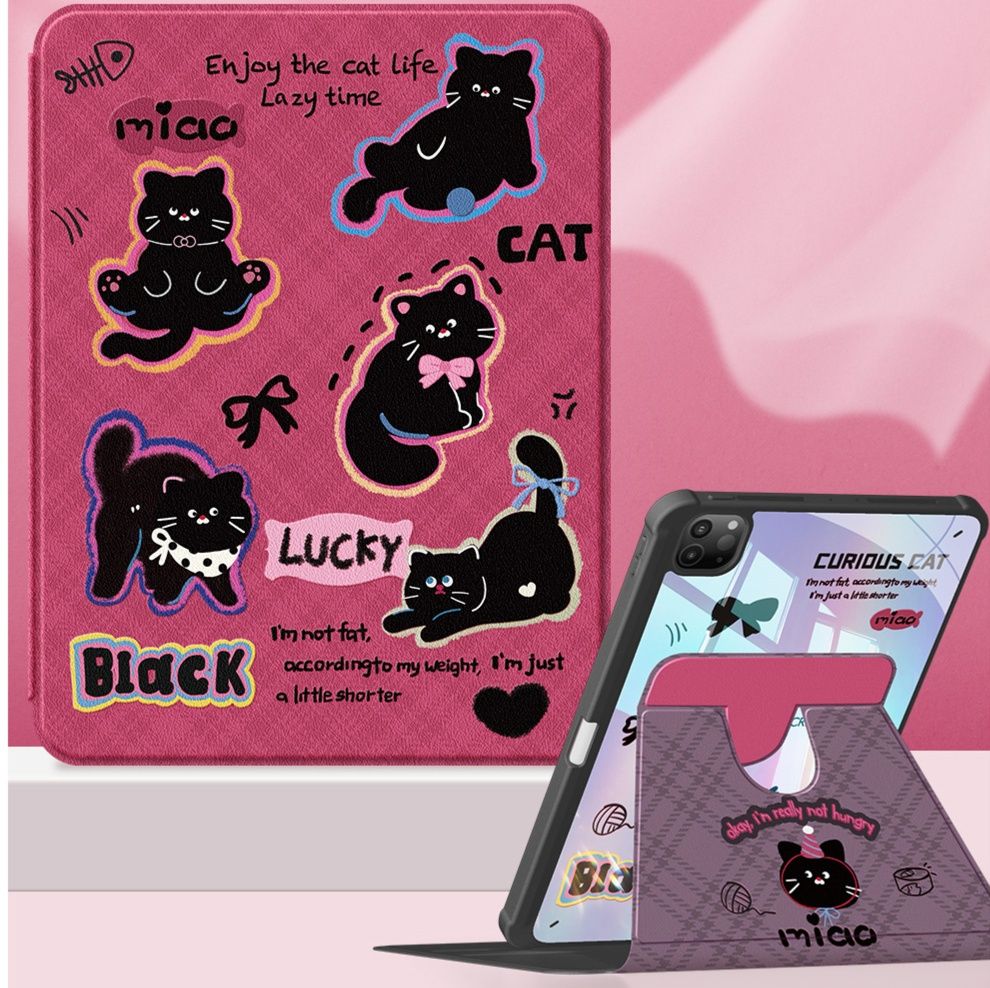 タブレットケース 猫のメロディー回転式保護カバー