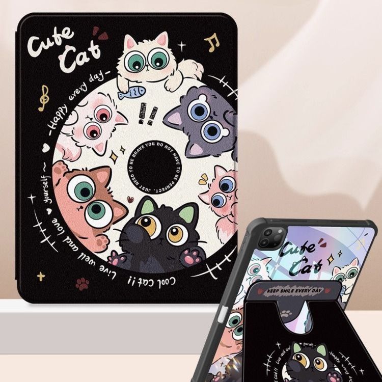 タブレットケース 猫のメロディー回転式保護カバー