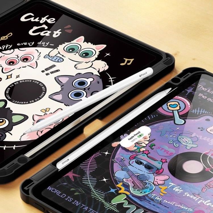 タブレットケース 猫のメロディー回転式保護カバー