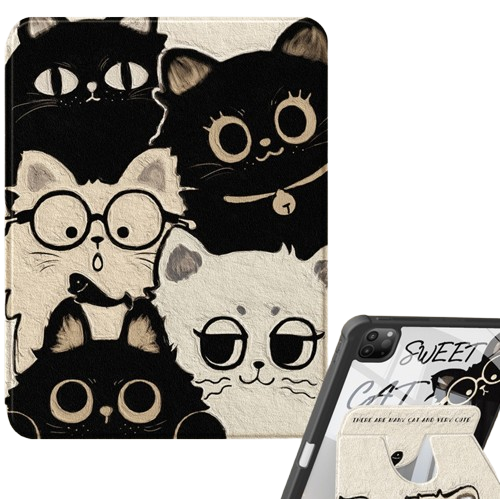 タブレットケース iPad/iPad Air/iPad Pro/mini/ タブレットケース 猫ちゃん集合 回転式保護カバー