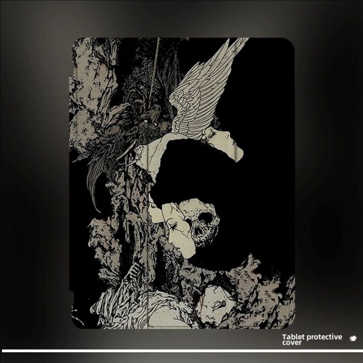 タブレットケース 神秘的な骸骨と鷹の芸術デザイン薄型iPad/iPad Air/iPad Pro/miniケース