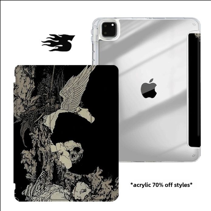 タブレットケース 神秘的な骸骨と鷹の芸術デザイン薄型iPad/iPad Air/iPad Pro/miniケース