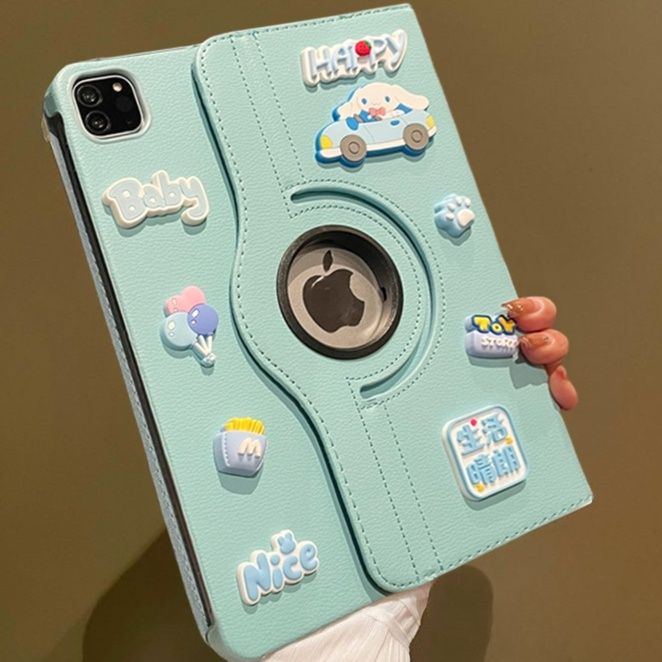 タブレットケース 可愛いシール装飾回転型タブレットケース　iPad/iPad Air/iPad Pro/mini