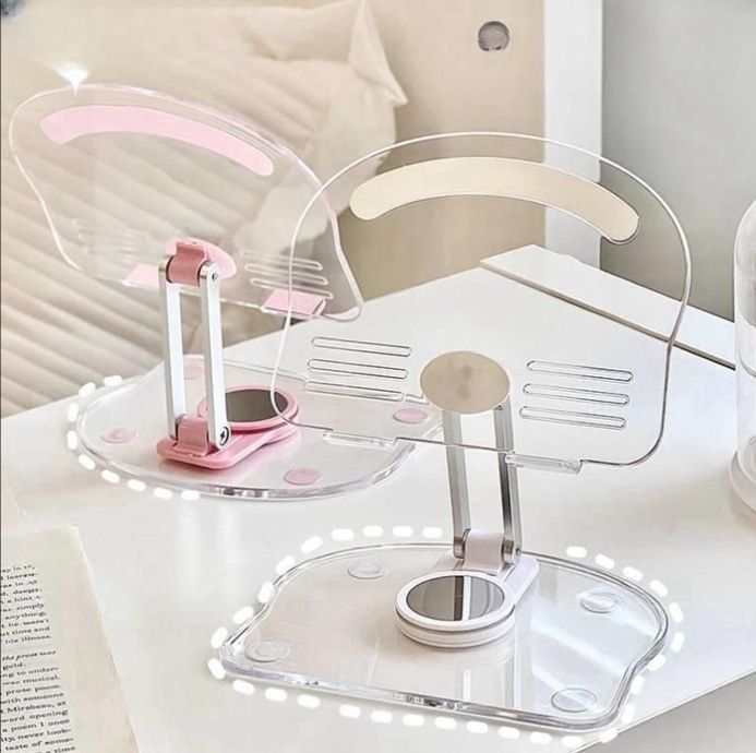 タブレットケース 透明アクリル製360°回転式卓上タブレットスタンド