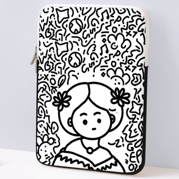 タブレットケース 可愛い女の子イラスト柄ジッパー式タブレットケース iPad / Huawei /OPPO / Android