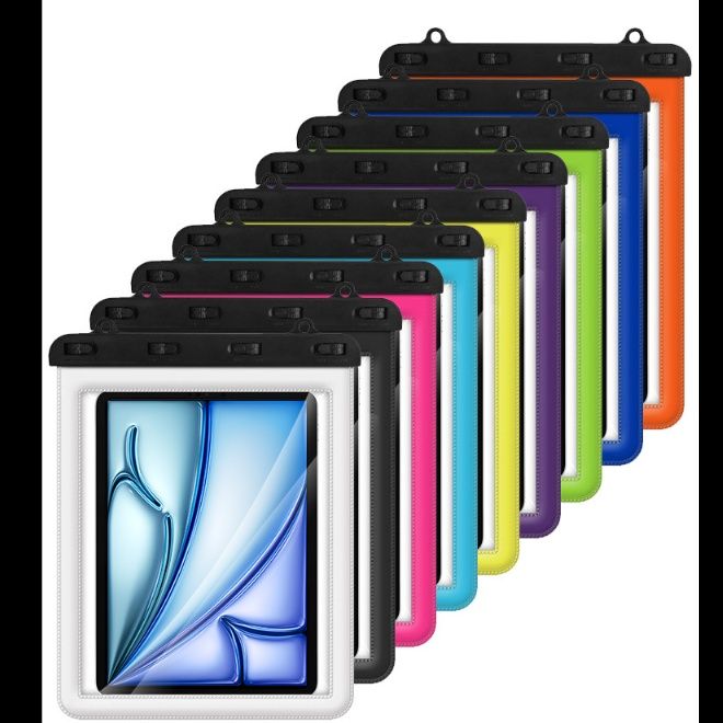 タブレットケース 肩掛け調節可能全透明防水タブレット保護ポーチ 23x26.5cm