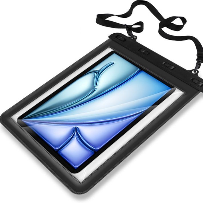 タブレットケース 肩掛け調節可能全透明防水タブレット保護ポーチ 23x26.5cm