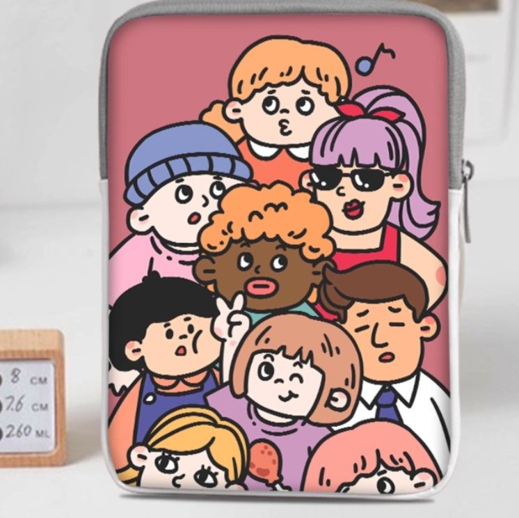 タブレットケース/PCケース/ 防水加工/可愛いキャラクター集合柄タブレットケース iPad/Macbook/Huawei/Xiaomi