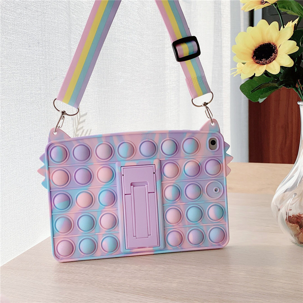 タブレットケース プッシュポップ立体デザイン肩掛けストラップ付きアイパッドケース　iPad/iPad Air/iPad Pro/mini