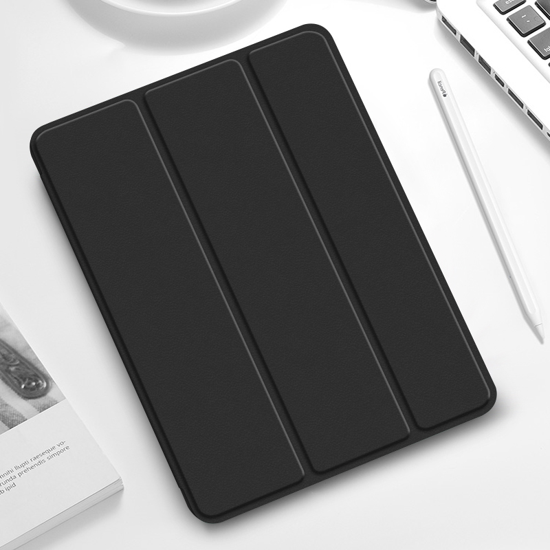 iPad/iPad Air/iPad Pro/miniタブレットケース 側面磁気充電対応ペン収納三つ折り保護ケース