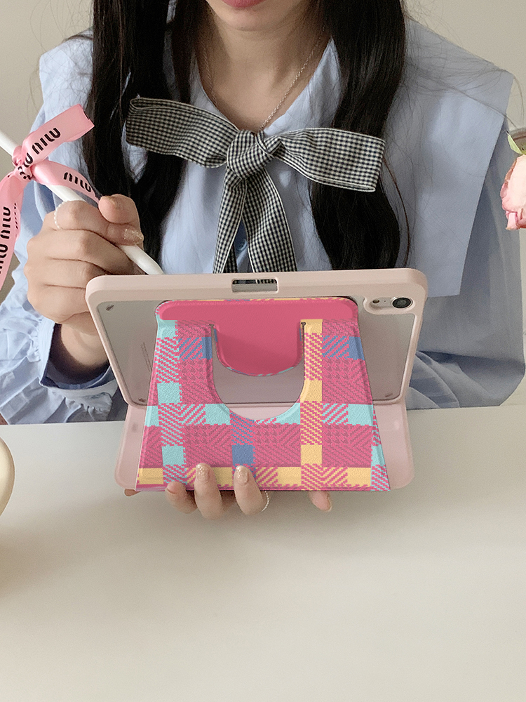 タブレットケース 愛らしい黒猫チェック柄スタンド機能付きタブレットケース iPad/iPad Air/iPad Pro/mini