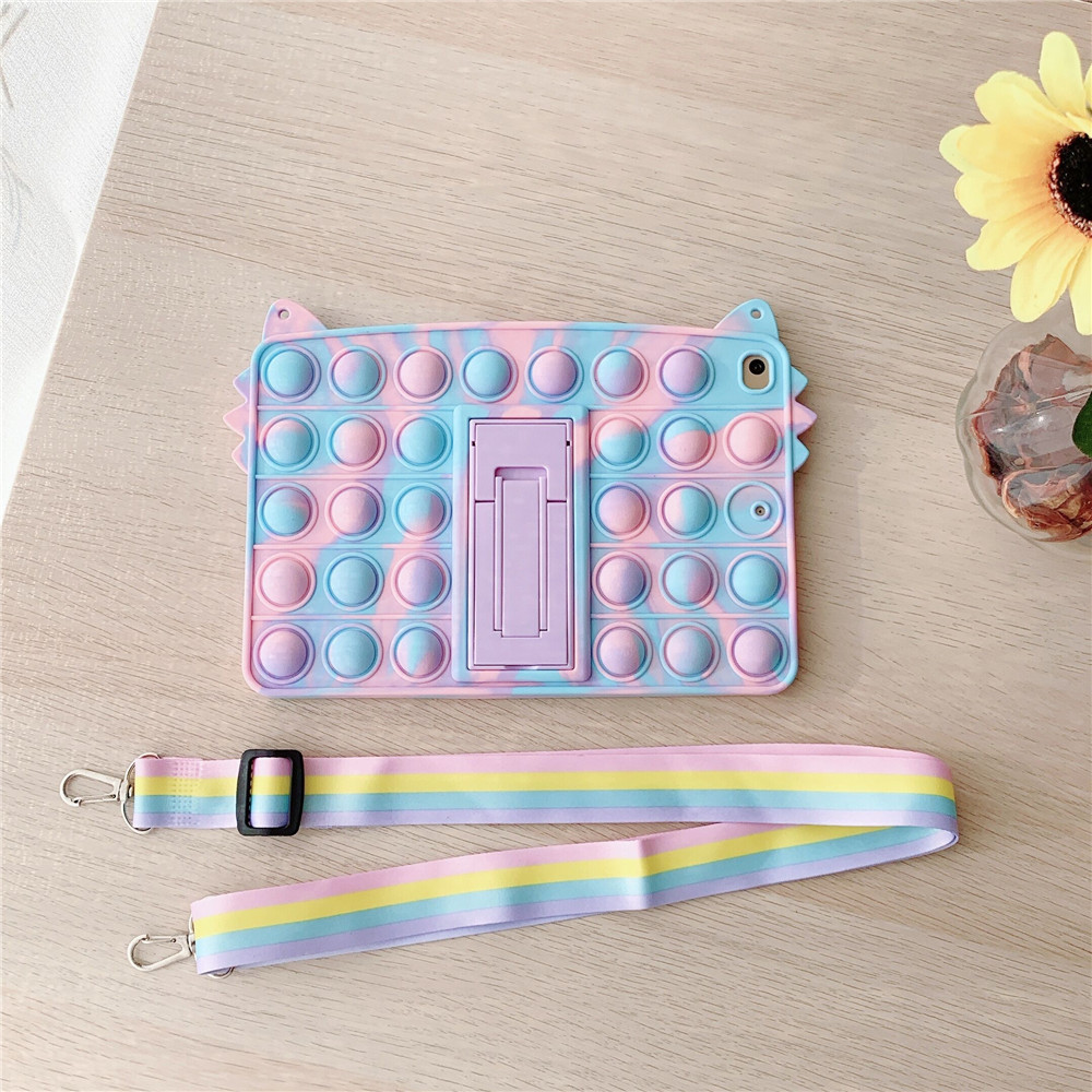 タブレットケース プッシュポップ立体デザイン肩掛けストラップ付きアイパッドケース　iPad/iPad Air/iPad Pro/mini
