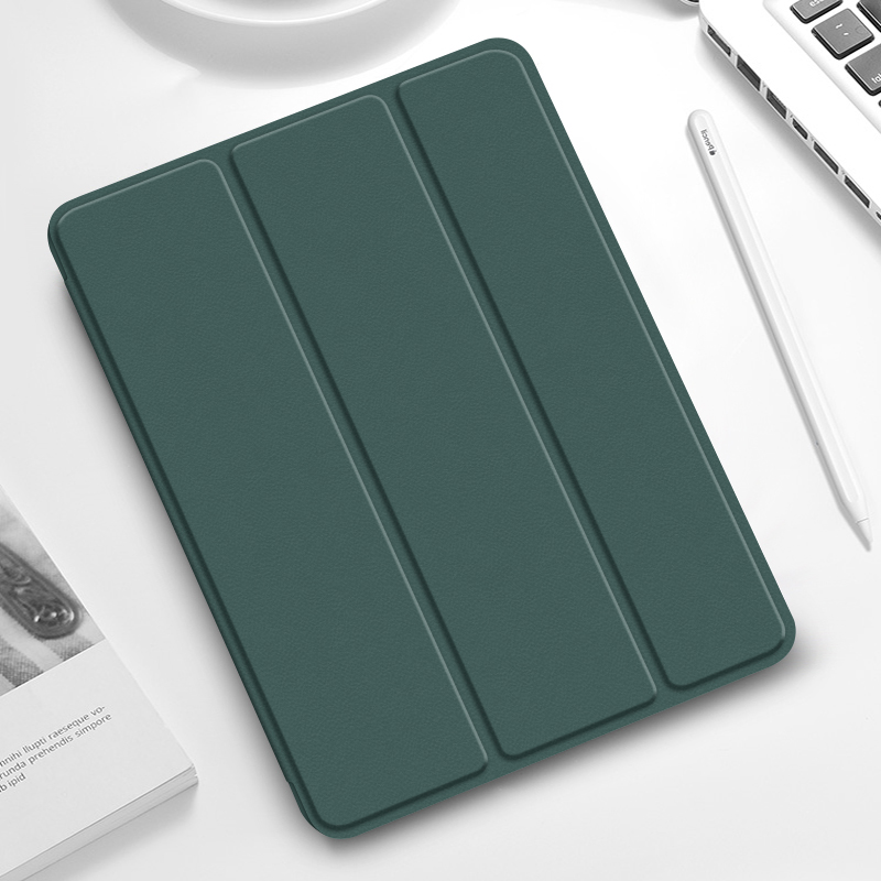 iPad/iPad Air/iPad Pro/miniタブレットケース 側面磁気充電対応ペン収納三つ折り保護ケース