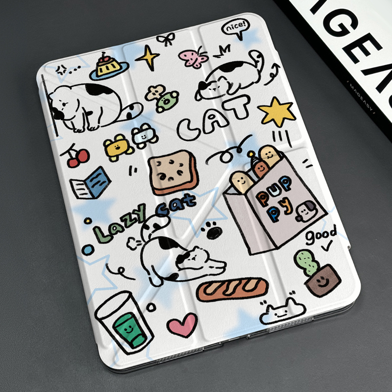 タブレットケース タブレットケース ねこ仲間イラスト折りたたみケース