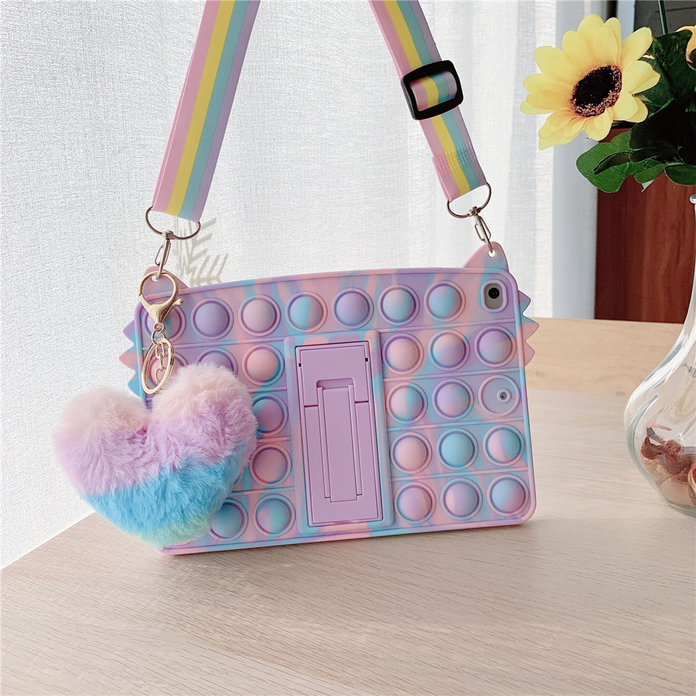 タブレットケース プッシュポップ立体デザイン肩掛けストラップ付きアイパッドケース　iPad/iPad Air/iPad Pro/mini